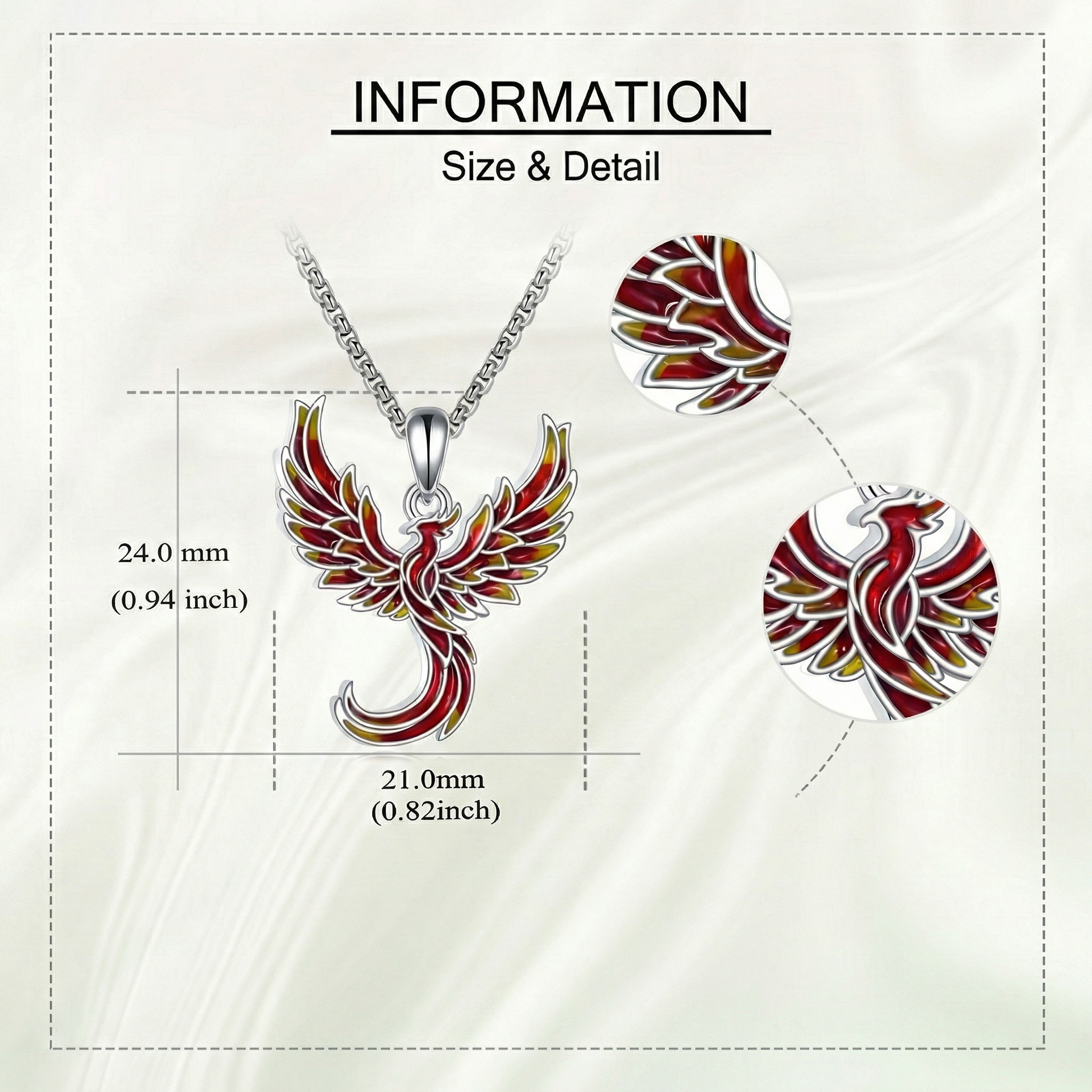 Women's 925 Sterling Silver Phoenix Necklace, Unisex Gift